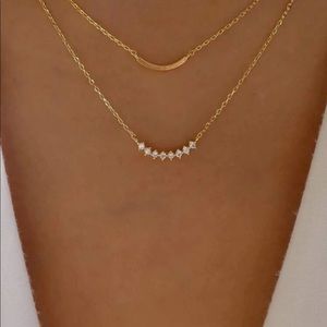 NEW Curved Rhinestone Bar Necklace
